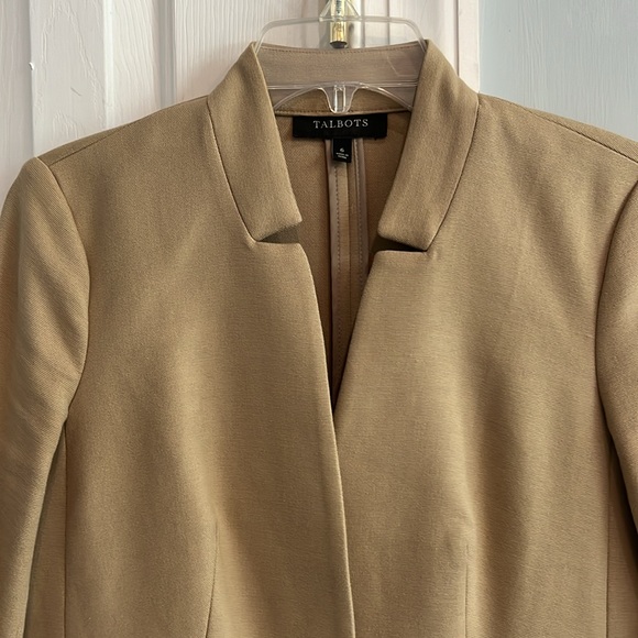 Talbots Camel Knit One Button Closure Blazer Size 6 - Picture 2 of 9